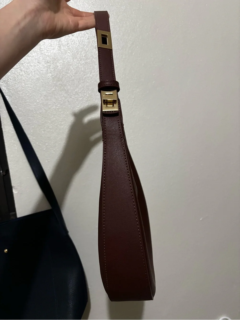 Smooth Chocolate Brown Leather Hobo Bag